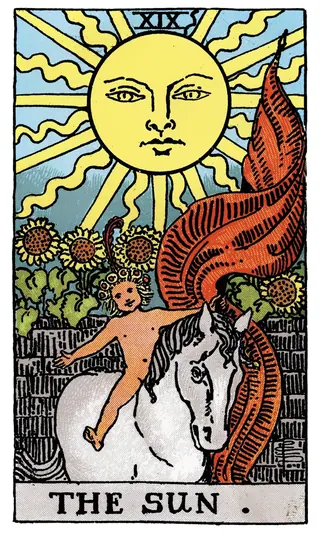 The Sun — Rider–Waite–Smith tarot card illustrated by Pamela Colman Smith